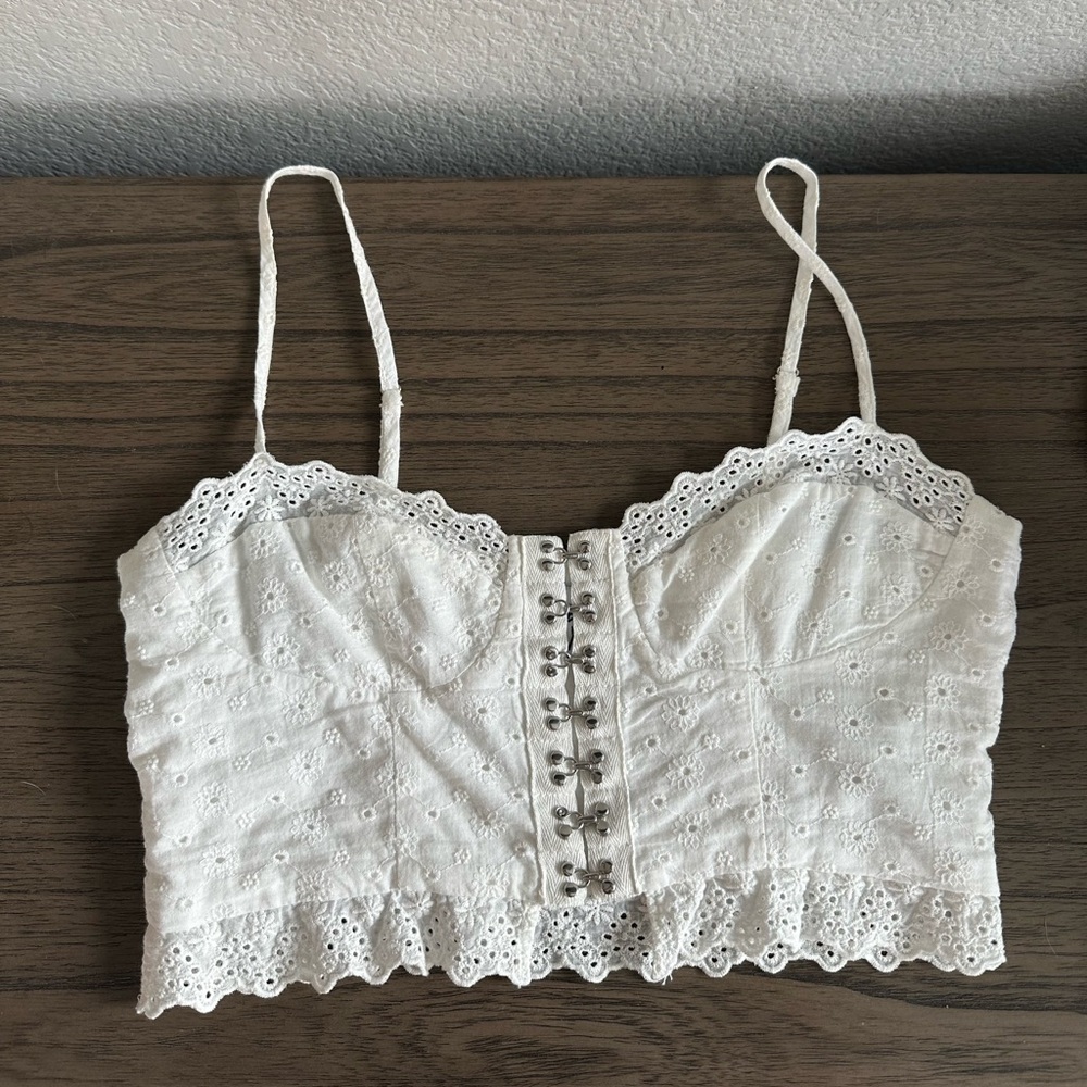 Princess Polly White Eyelet Crop Top